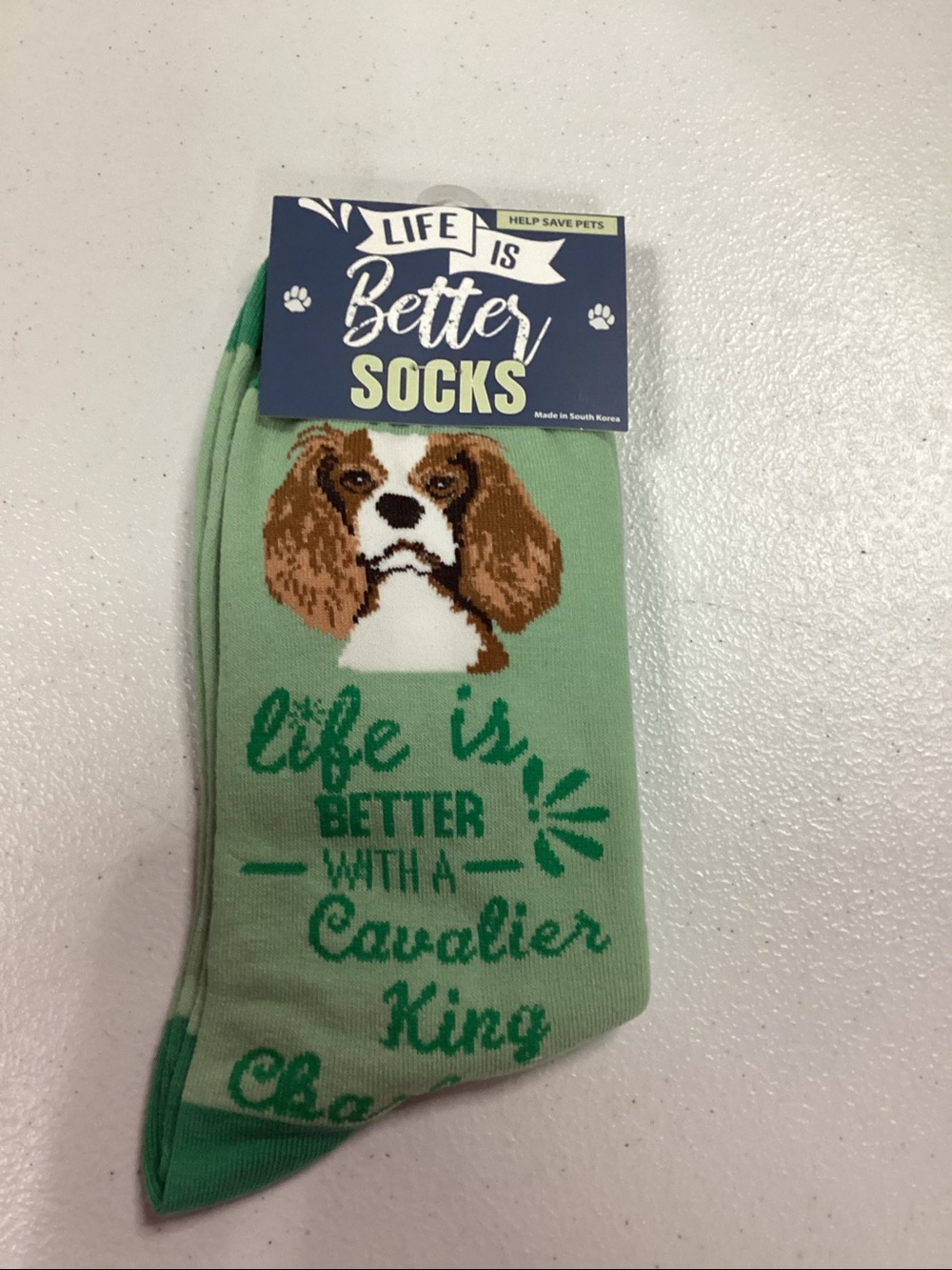 Green Cavalier King Charles Dog Graphic Socks